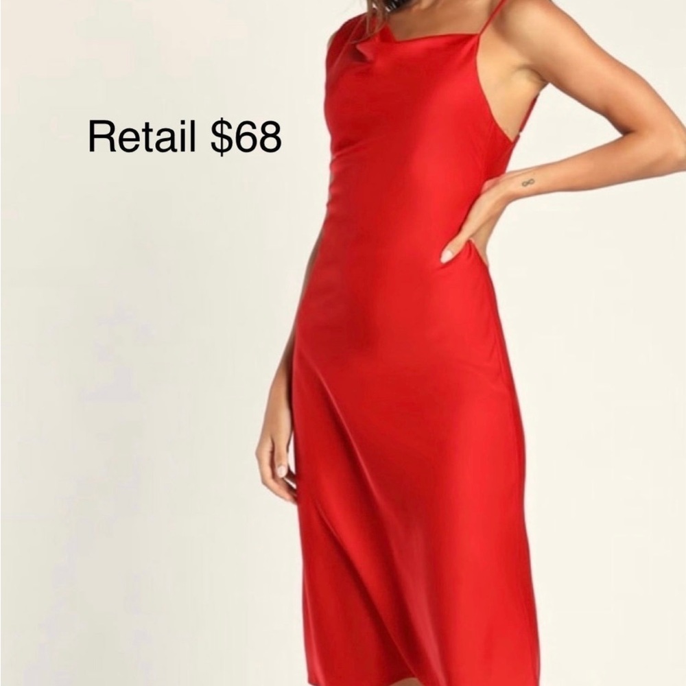 NWT - Women’s Red Satin Midi Dress